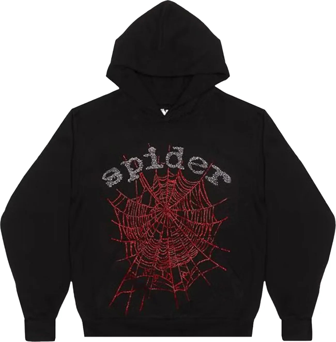 Sp5der OG Rhinestone Logo Hoodie Black