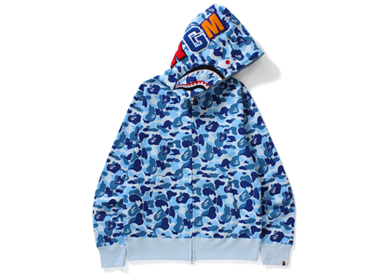 BAPE ABC CAMO SHARK FULL ZIP HOODIE BLUE