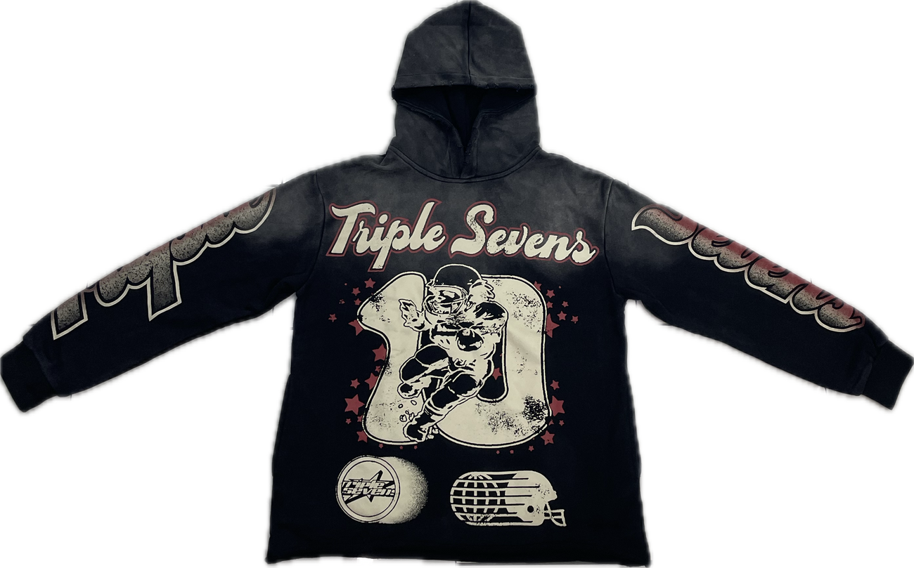 TRIPLE SEVEN 777 ALL-STAR HOODIE WASHED BLACK