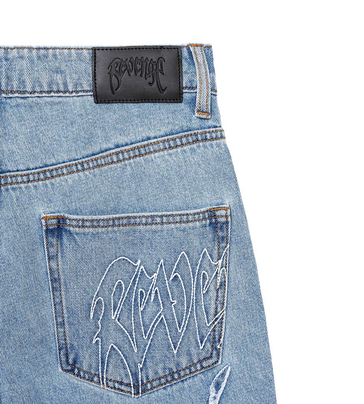 Revenge Spider Web Denim Pants Indigo