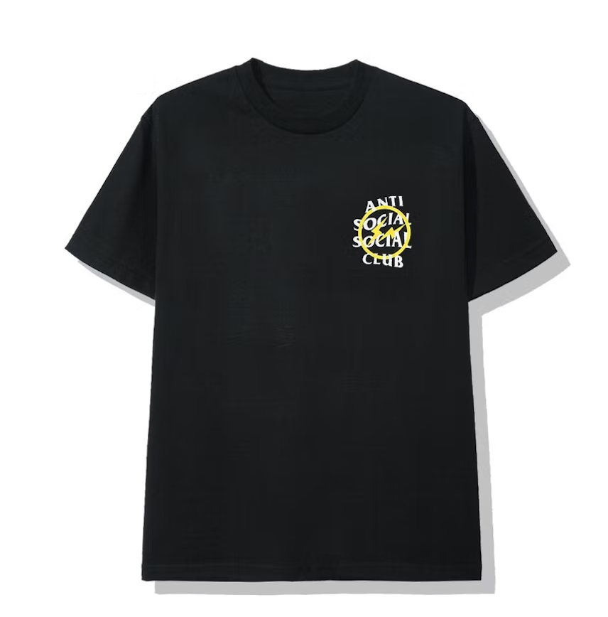 Anti Social Social Club x Fragment Yellow Bolt Tee (FW19) Black