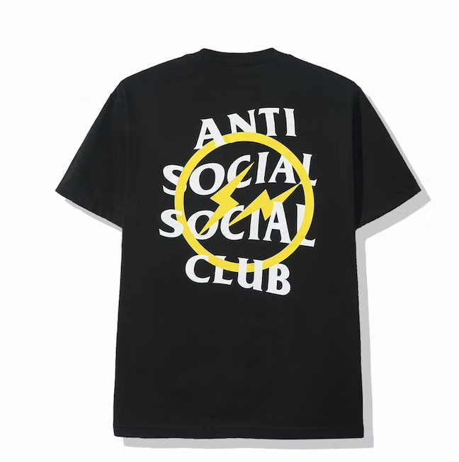 Anti Social Social Club x Fragment Yellow Bolt Tee (FW19) Black