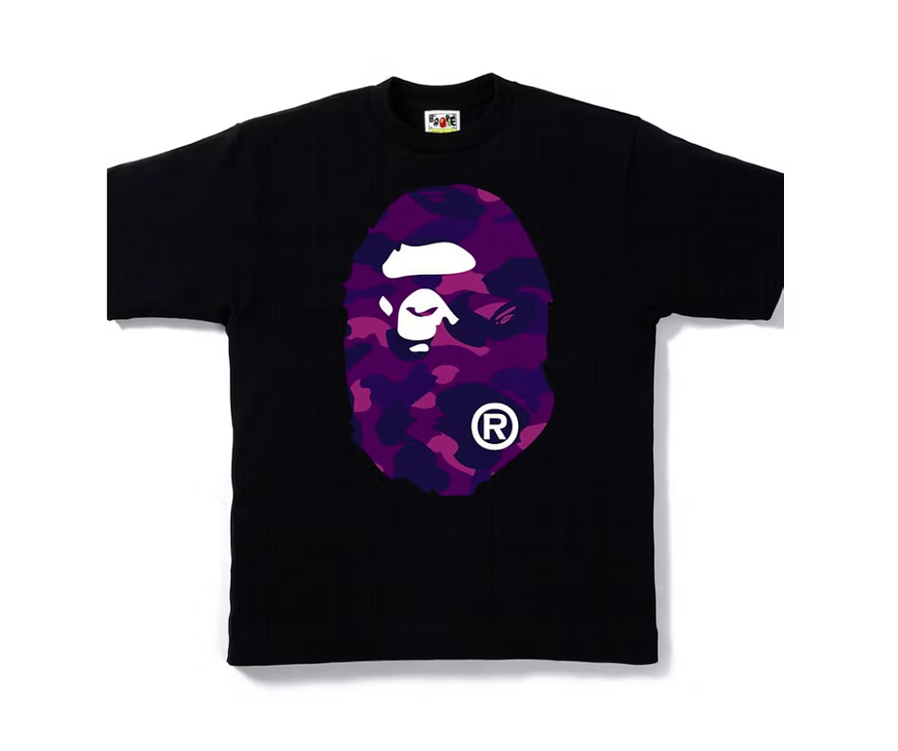 BAPE COLOR CAMO BIG APE HEAD TEE BLACK/PURPLE