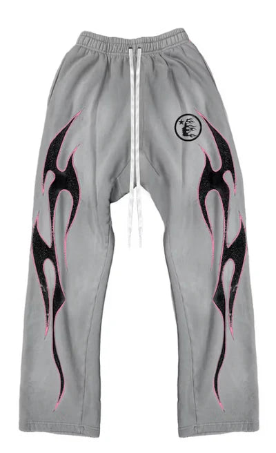 Hellstar Future Flame Sweatpants Grey/Pink