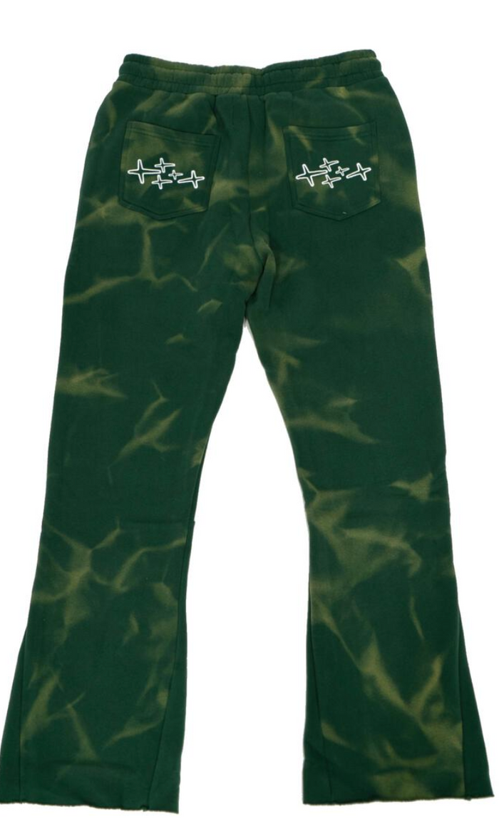 Retrovert Green Washed Flare Pants