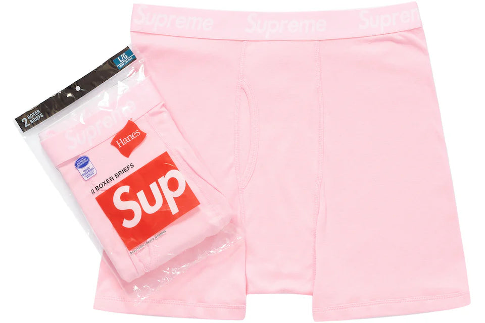 Supreme Hanes Boxer Briefs (2 Pack) Pink