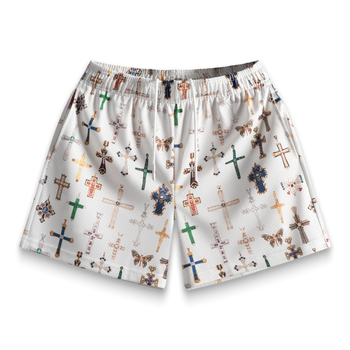 Bravest Studios White Cross Shorts