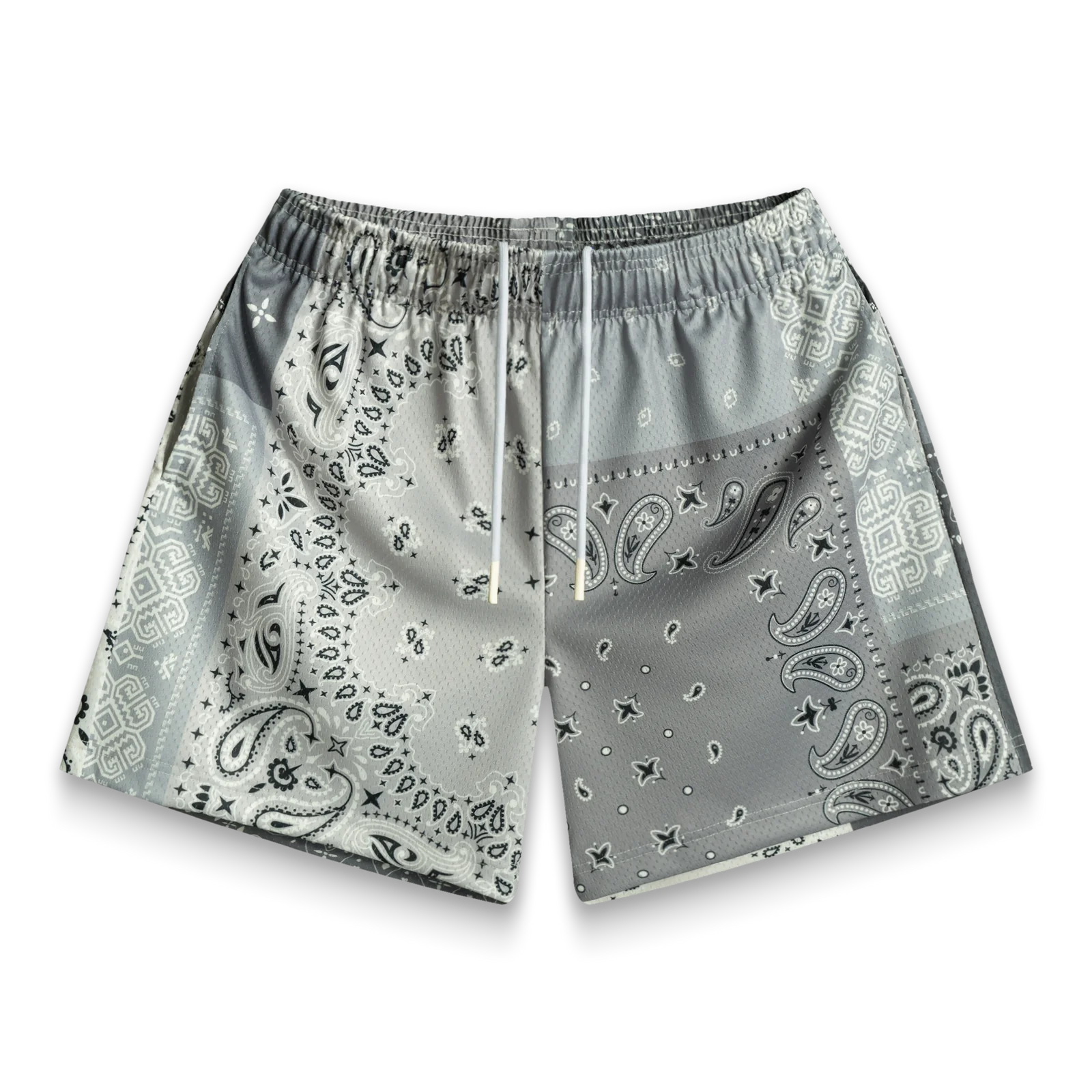 Bravest Studios Grey Patchwork Paisley Shorts