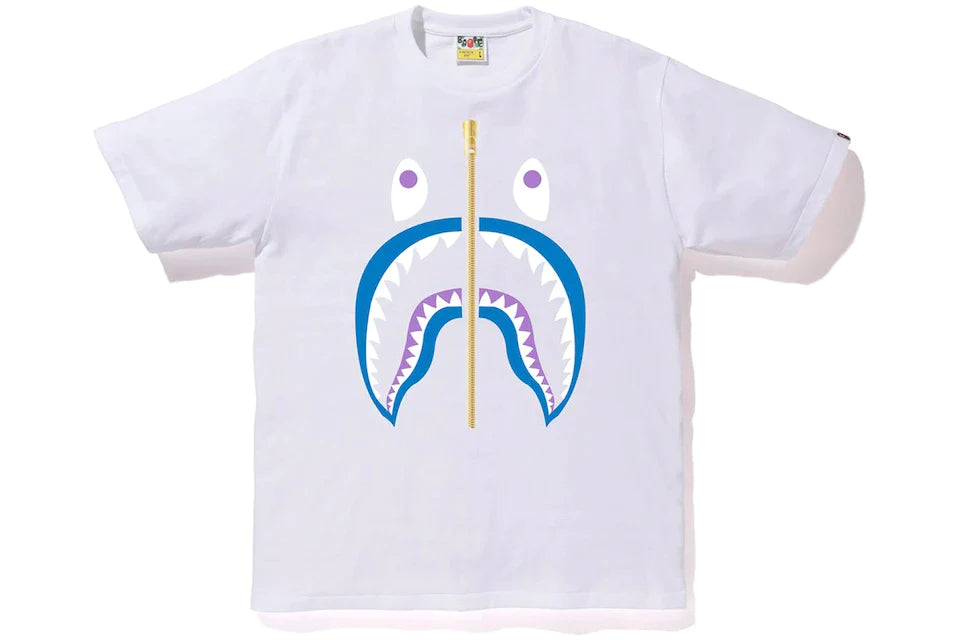 BAPE Colors Gold Zip Shark Tee (SS19) White