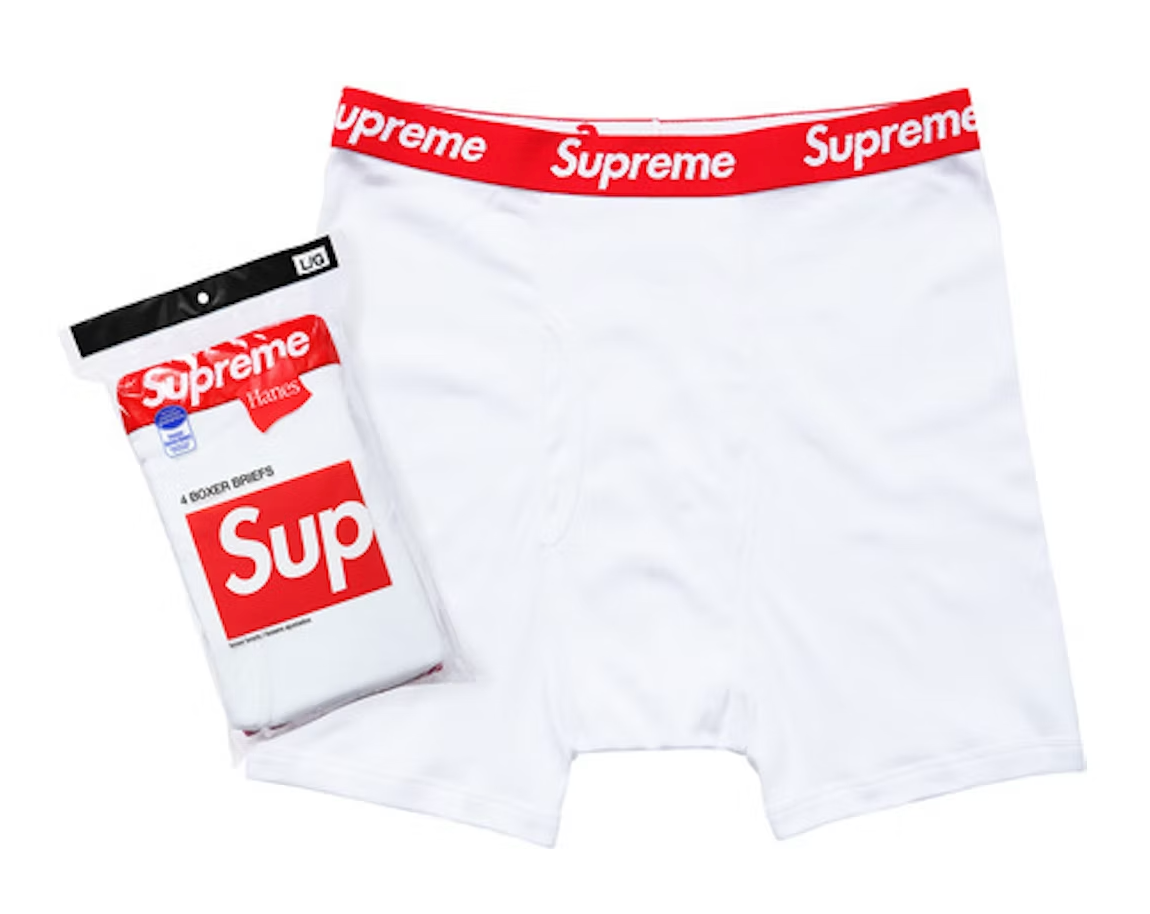 Supreme Hanes Boxer Briefs (4 Pack) White