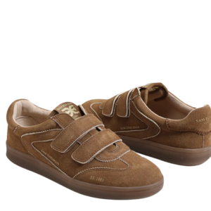 Brown Suede Hook & Loop Sneakers for Men – Casual Low Top Comfort Shoes with Strap Closure